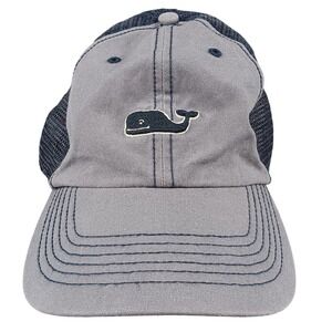 Vineyard Vines Whale Logo Hat Gray Blue Mesh Back Adjustable Baseball Cap‎